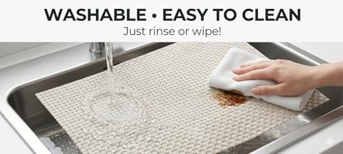 Image of Dribble Premium Anti UV-Mesh Woven PVC Table Placemats Set of 6 - Non-Slip, Heat Resistant, Washable Dining Table Mats for Kitchen, Dining & Office - 45cm X 30cm Durable Textured Design (Golden)