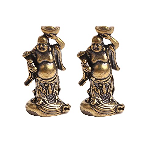 Figuritas de Buda Maitreya de Cobre Miniatura 2 Piezas