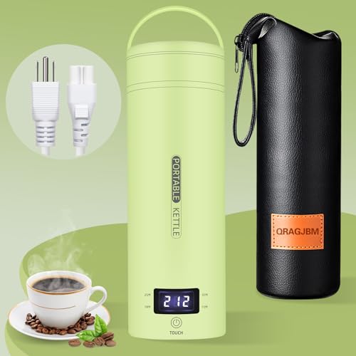 Image of Travel Electric Kettle Portable Small Mini Tea Coffee Kettle Water Boiler, Water Heater with 4 Temperature Control,304 Stainless Steel with Auto Shut-Off & Boil Dry Protection, BPA-Free (Green)