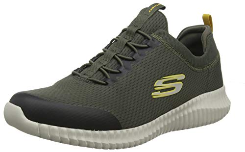 Skechers Men's Elite Flex-BELBURN Trainers, Green (Olive Mesh/Trim Old), 9 (43 EU)