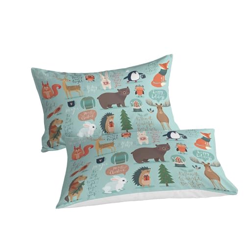 Housse de couette lapin et élan 200x200 parure lit 3D - 6