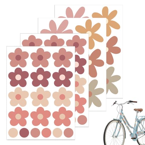 CATZUM Autocollants de Fleurs, 4 Pièces, Velo Fille Imperméable, Stickers Velo Enfant pour Skateboards, Ordinateurs Portables, Casques, Décoration de Cadre,...
