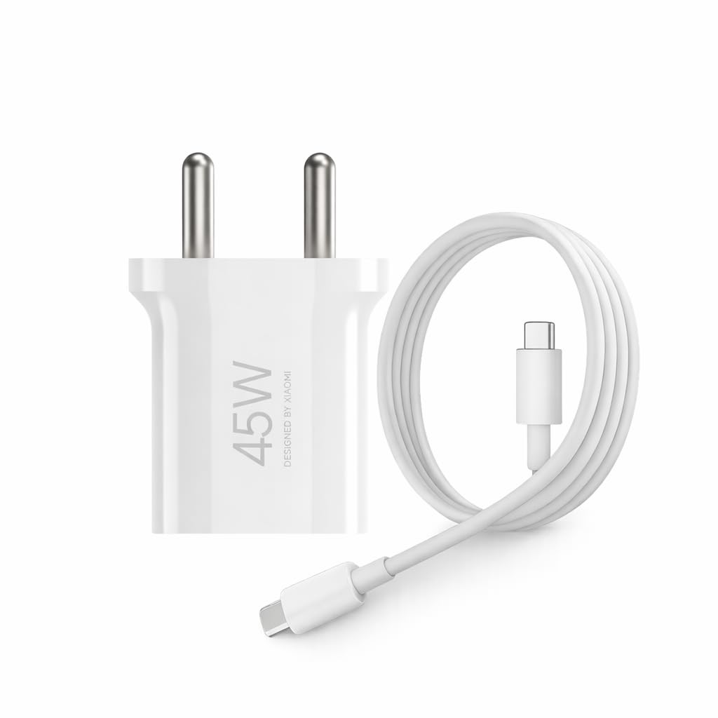 Xiaomi 45W GaN Charger, Type C Port with QC & PD Technology Compatible with MacBook Charging, iPhone, iPad, Xiaomi, Redmi, Mi, Samsung, Oneplus, Oppo, Vivo Phones (with Cable)
