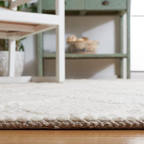Image of SAFAVIEH Area Rug 8x10 - Natura Collection - Large - Ivory & Ivory, Handmade Wool & Viscose, Ideal for Living Room, Bedroom, Dining Space (NAT310A)