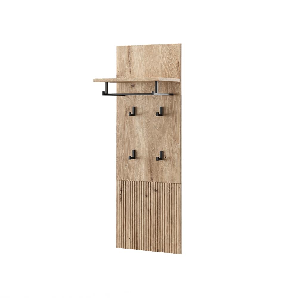 Vicco Appendiabiti da parete Eliza, Quercia vichinga, 43 x 120 cm, per montaggio a parete con più ganci per riporre