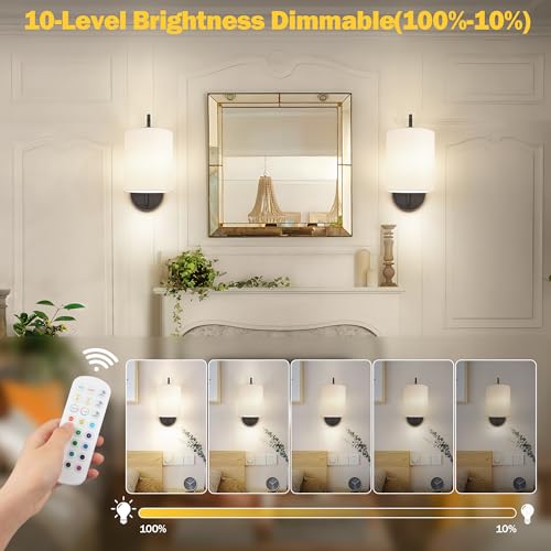 Image of MATAMEYE Battery Operated Wall Sconce Set of 2, Black Wall Light Fixture