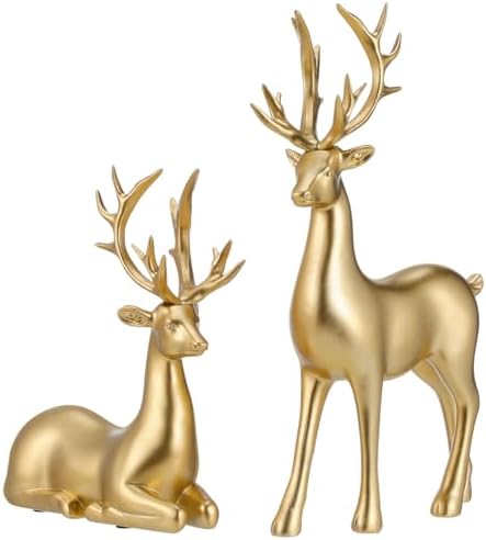Beavorty Reindeer Christmas Decorations Statue 2pcs Resin Elk Ornaments ...