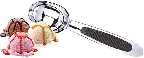 Ice Cream Scoop, Solid Stainless Steel with Nonslip Rubber Grip Ice Cream Spade Animal Repelle