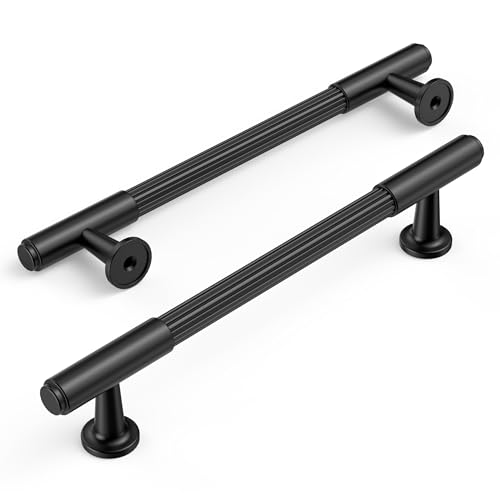 Amerdeco 10 Pack Matte Black Cabinet Pulls 5 Inch(128mm) Hole Center Heavy Duty Solid Kitchen Cabinet Handles Drawer Pulls — view 2