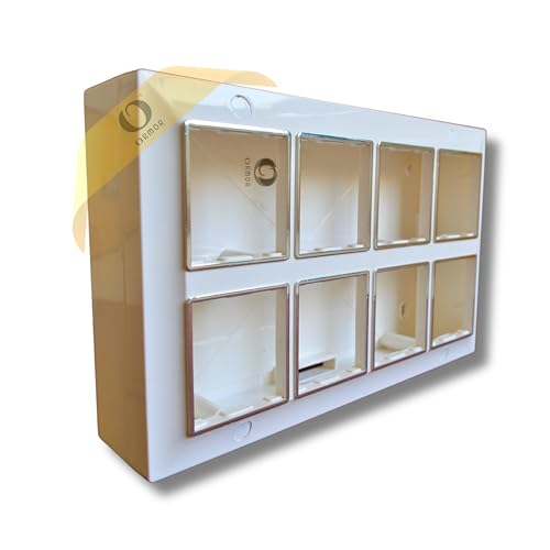 Image of ORMOR Modular Surface Mount Gang Box (16 Module-White) Silver Line Glossy Premium Polycarbonate Box for Universal Standard Modular Electrical Switches