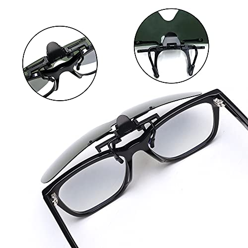 Image of JM Polarized Clip on Sunglasses Frameless Flip Up One Piece Shield Lens for Prescription Glasses