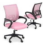 Athena Collection Computer Office Chair Set of 2, Ergonomic Desk Chair with Rolling Wheels, Mesh Back Support and Height Adjustable, Small and Comfy for Home Office, Study, Pink