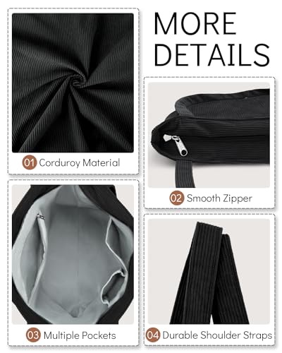Iioscre Corduroy Zipper Tote Bag