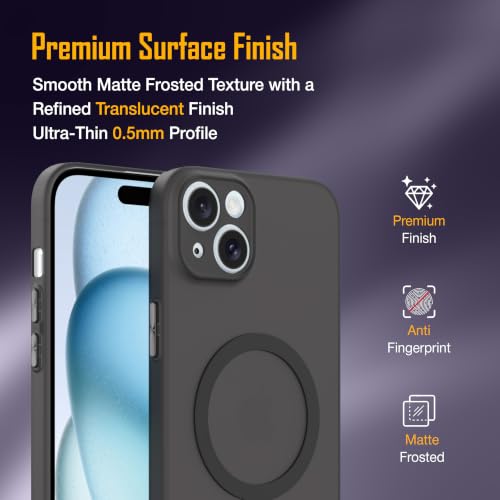 Image of ZAP CASE Paper Thin Case for iPhone 15 Plus | Ultra-Slim 0.5 mm Back Cover | Metal Buttons | Lightweight | Matte Finish | Anti-Fingerprint | Scratch Resistant | Camera Protection | Magsafe | Black