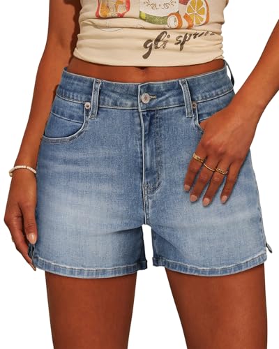 Image of CHICZONE Womens Mid-High Waisted Stretchy Denim Jean Shorts