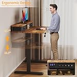 Electric Standing Desk Adjustable Height - 40 Inch Sit Stand Desk with Storage Drawers , Small Standing Desks with Shelf Monitor Stand, Kids Girls Computer Desks for Bedroom Home Office, Rustic Brown - Image 4