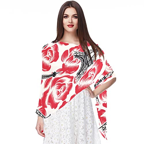 Foulard fin mousseline de soie femme motif Tour Eiffel idée cadeau mariage