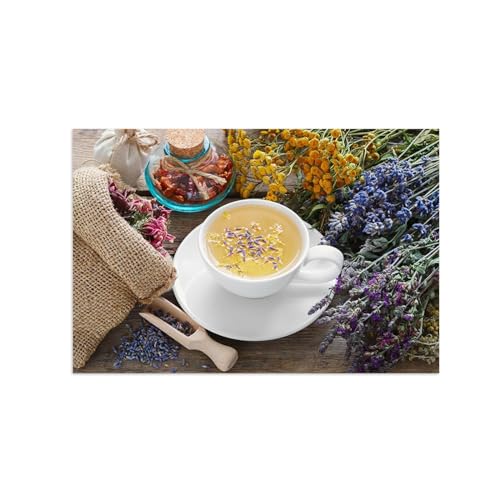 Tableau decoration murale cuisine nature morte vintage fleurs 60x90cm