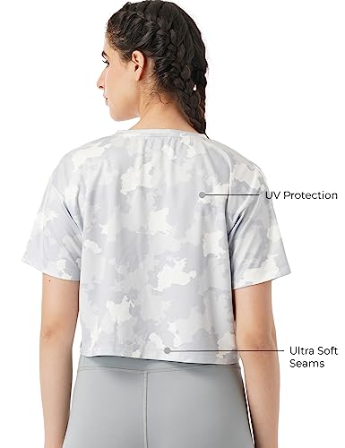 Image of PUMP'D Athleisure Women's Boxy Top for Gym -Lightweight, Anti-Odor, UV Protect, Ultra Soft Seams Cropped Regular Fit |Women for Training Wear | Workout Quick Dry Gym Wear Running Short T Shirt