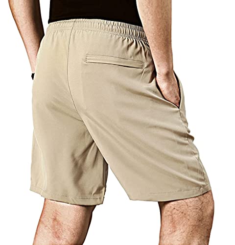 Exeke Men's Quick Dry Running Shorts Lightweight Gym Workout Shorts With Zipper Pockets 252-5Xl/Khaki 38-40 #TOP3