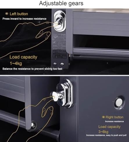 2-Tier Pull Down Shelf, Adjustable Aluminum Pull Out Shelving System for Upper Cabinets 22"-34.2", 4 Weight Settings, Supports Up to 44 lbs (20kg)