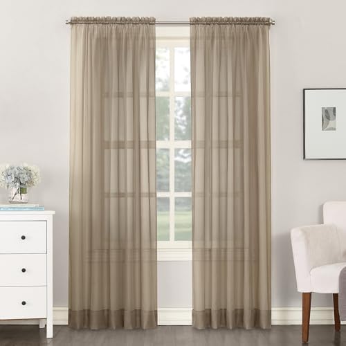 No. 918 Emily Sheer Voile Single Curtain Panel, 59" x 108", White