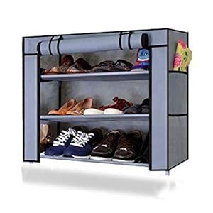 Ebee Shoe Rack With 3 Shelves (Grey)