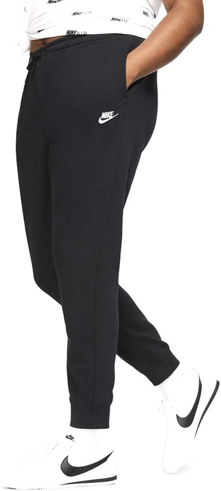 Nike Plus Size NSW Essential Pants Regular Fleece Black/White 1X