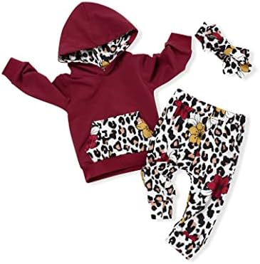 oklady Toddler Girl Clothes Long Sleeve Hoodie Tops Leopard Printed Pants Sweatshirt Newborn Baby Girl Outfits