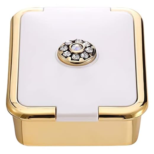 PuTwo Pill Organizer with Swarovski Crystals,Decorative Pill Case for Purse,Fashionable Pill Box with 3 Compartments-White