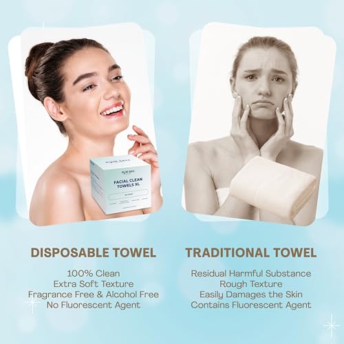 Clean Towels XL Toalha de rosto 100% aprovada por dermatologistas USDA, toalha de rosto descartável,