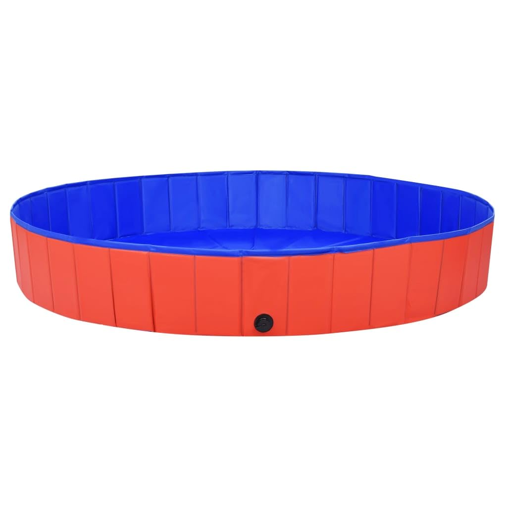 vidaXL Foldable Dog Swimming Pool Animal Pet Supply Anti-slip Collapsible Dog Puppy Wash Bath Playpen Water Pool Bathtub Red 200x30 cm PVC — image 1