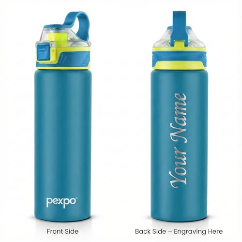 Image of Arctic 900 ISI Certified Stainless Steel Customisable Sipper Water Bottle - 800ml | Flip Top Cap | Single Wall | 1-Year Warranty | Gym, School, Trekking, Sports - Turquoise Blue