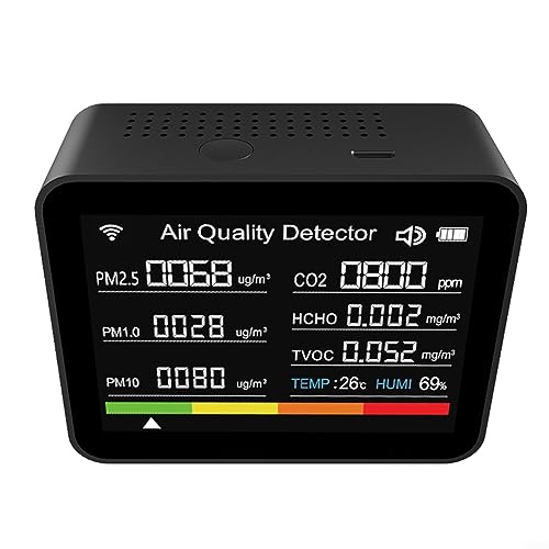 Monitor de calidad del aire, WiFi Tuya 13 en 1, medidor de calidad del aire interior, detector de CO2, probador de calidad del aire para el hogar, oficina, hotel (negro)