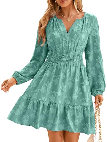 Image of BerryGo Womens Long Sleeve Mini Dress Casual A Line Flowy Loose Vacation Party Babydoll Fall Short Dresses with Pocket