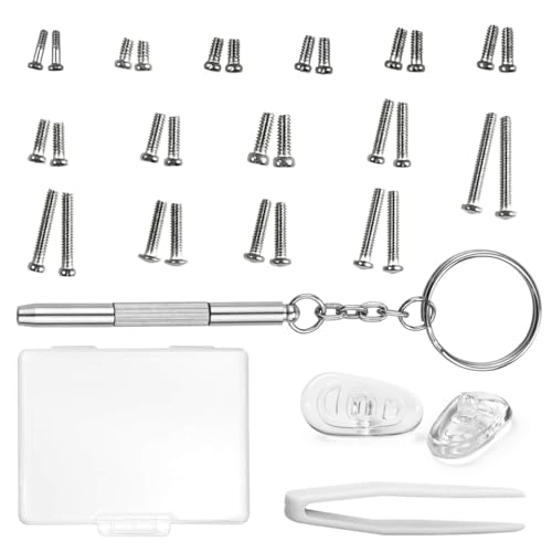 PTSLKHN Kit de reparo de vidro para olhos, kit de reparo de óculos com 30 parafusos, kit de substitu
