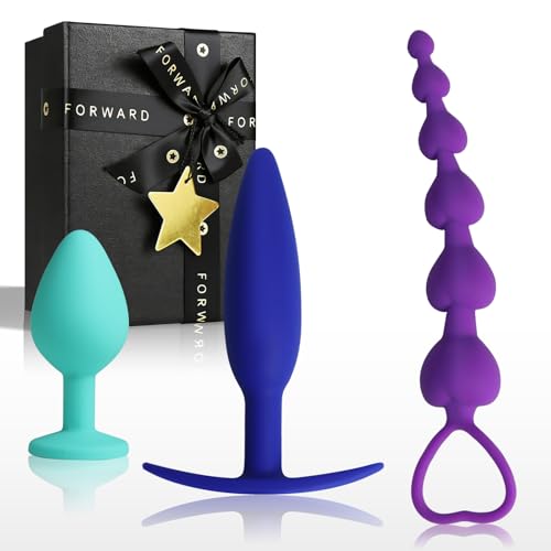 Anal Bead & Anal Training Kit, 3PCS Silicone Anal Plug Set with Pull Ring, Beginner to Advanced Anal Training Set for Men & Women, Adult Couples Sex Toys.
