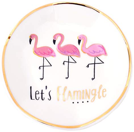 Stephanie Imports Let's Flamingle - Ceramic Trinket Plate and Decorative Jewelry Dish