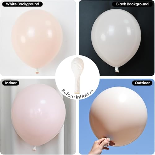 Image of Neutral Balloons Arch Kit, Cream Peach Boho Balloons Garland with Double Stuffed Sand White Balloon and Light Pink Balloon for Baby Shower Birthday Wedding Bridal Shower Party Decorations