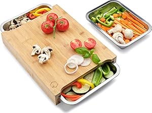 Liebspecht Bambus Schneidebrett Set mit Auffangschalen