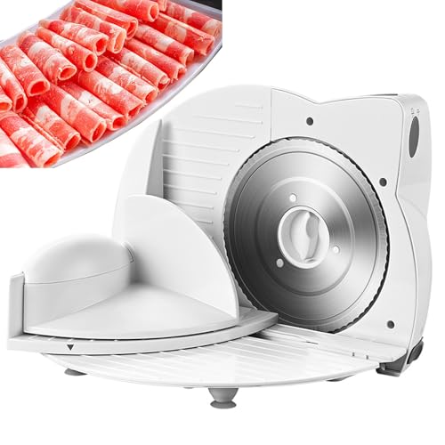 Electric Meat Cutting Machine, 150W Household Small Frozen Meat Slicer, Portable Foldable Electric Deli Slicer with 3 Levels Adjustable Thickness, Stainless Steel Blade Diameter 170mm, for Home Use