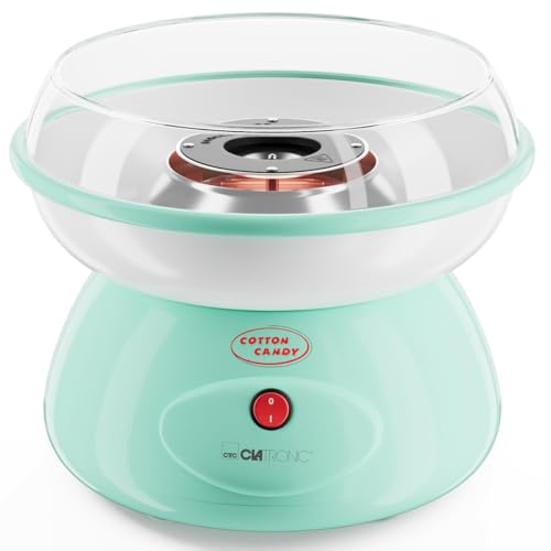 Clatronic® Zuckerwattemaschine | für Zuckerwatte in wenigen Minuten | inkl. Messlöffel und 10 Holzstäbchen | Spritzschutz | Zuckerwatte Maschine 500W | Cotton Candy Machine | ZWM 3478 mint