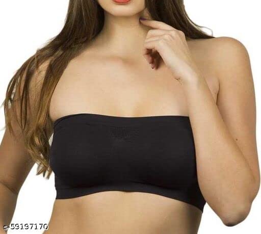 Image of Gozzby Womens & Girls Full Coverage Stylish Bandeau Non Padded Cotton Seamless Tube Bra