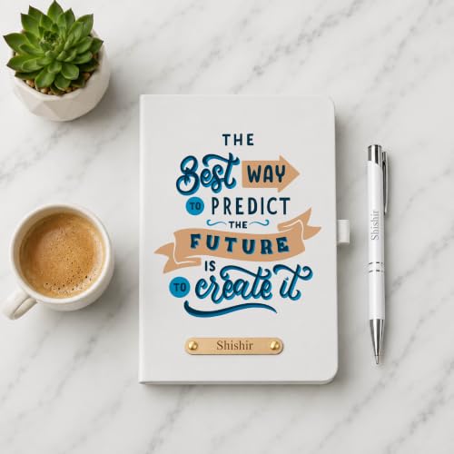 Image of Personalised Diary with Name & Engraved Metal Ball Pen for Men & Women | Customised Hard Board Notebook with 150 Ruled Pages | Custom Diary Pen Gift Set for Employees, Diwali Gifts for Men & Womens Corporate Gifts - Future