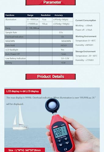 Luxómetro digital UT383BT de 200000 lux con conexión bluetooth 3