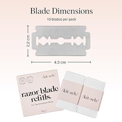 Kitsch Double Edge Safety Razors for Men and Women Blades Refills Safety Razor Blades for Smooth and Comfortable Shave, Stainless Steel Razor Refills, Sustainable Shaving Blades - 10 Count
