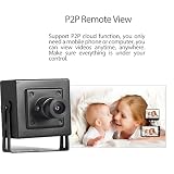 REVODATA Mini kamera POE IP, HD 5 MP, mała kamera wewnętrzna z uchwytem ściennym, regulowana, obiektyw 3,6 mm, P2P, zdalny widok CCTV, kamera wideo H.265 (I706-POE-B-HS)