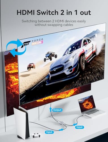 8K HDMI Splitter 1 in 2 Out, HDMI Switch 4K 120Hz with LED Indicators/HDMI 2.1 Switch/HDMI Splitter 2 in 1 Out/HDMI Switcher Support 8K 4K 3D HDR for Xbox PS5/4/3 Blu-Ray TV/Player/Laptop PC - Thumbnail 3