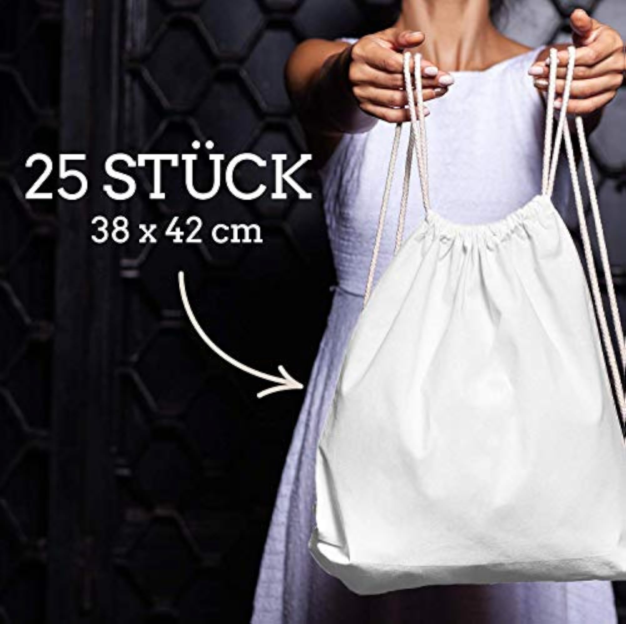 Pack of 25 Cotton Gym Drawstring Bags