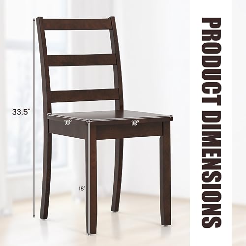 Image of COSTWAY Dining Chairs Set of 4, Mid-Century Modern Wooden Chairs, Brown | Farmhouse Armless Kitchen Side Chairs with Curved Backrest and Rubber Wood Legs, for Home Dining Room, Kitchen, Restaurant